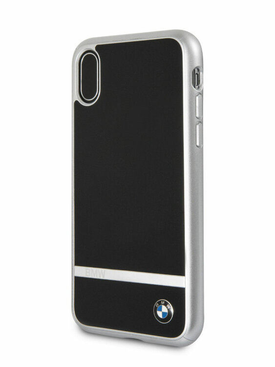 Кожаный чехол-накладка для iPhone X/XS BMW Signature Aluminium Stripe Hard PC/Aluminium Black (BMHCPXASBK)