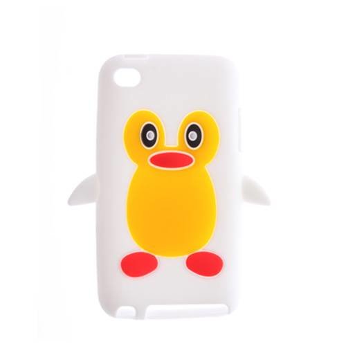 Силиконовый 3D чехол в форме пингвина Penguin для iPod Touch 4 (белый)