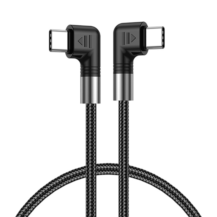 Игровой кабель USB-C - Type-С 100W с угловыми разъемами, 100 см. (Black)