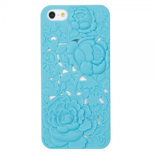 Чехол накладка Blossom с розами для iPhone 4 / 4S голубой
