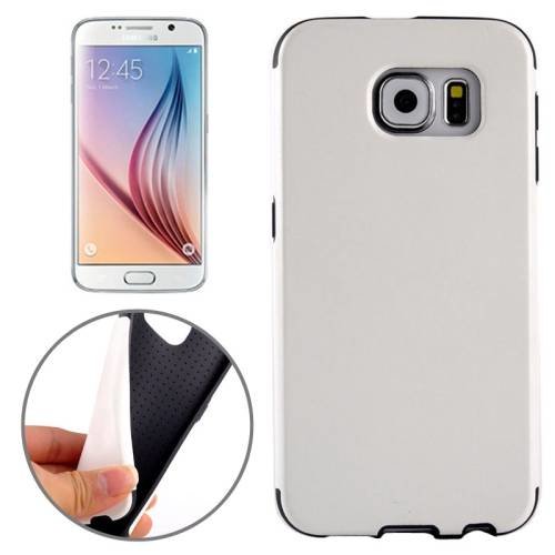 Чехол накладка для Samsung Galaxy S6 / G920 с кожаной фактурой (белый)