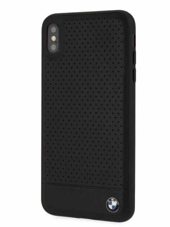Кожаный чехол-накладка для iPhone XS Max BMW Signature Perforated Leather Hard Black (BMHCI65PEBOBK)