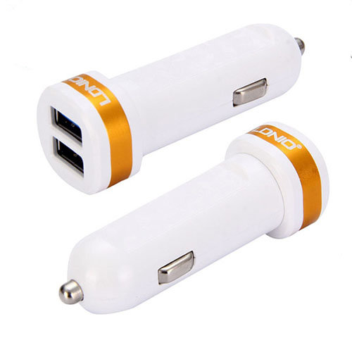 Автозарядка с 2 USB портами LDNIO 2100 mA White/Gold (DL-C21-2)