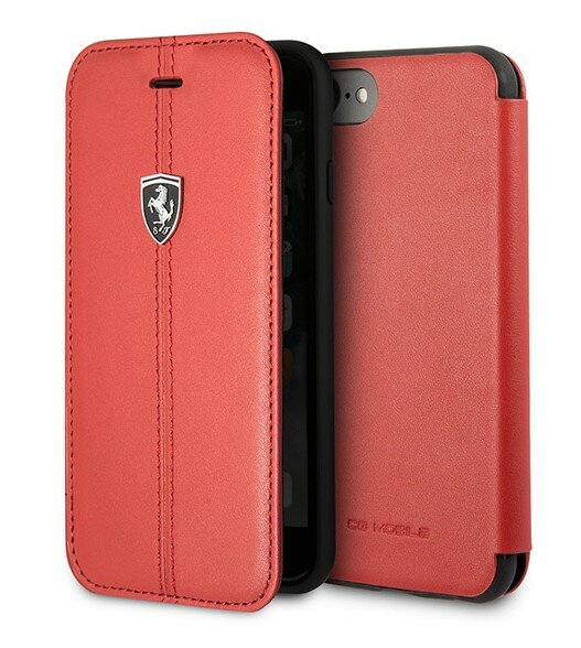 Кожаный чехол книжка Ferrari для iPhone 7 / 8 / 6S Heritage W Booktype Leather Red, FEHDEFLBKI8RE