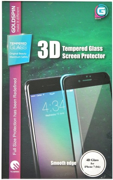 Защитное 4D стекло Goldspin 0.3 для iPhone 7 / 8, Black (GS-CLR4D-IP7-B)