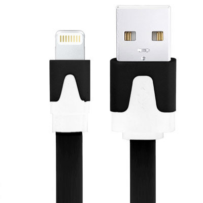 Короткий USB кабель Lightning 8 pin плоский для iPhone / iPad, 15 см. 