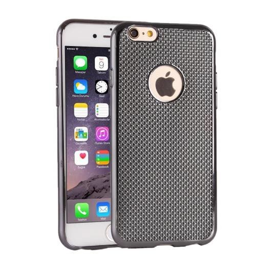 Гелевый глянцевый чехол Lattice для iPhone 6/6S с решётчатой фактурой (Black)