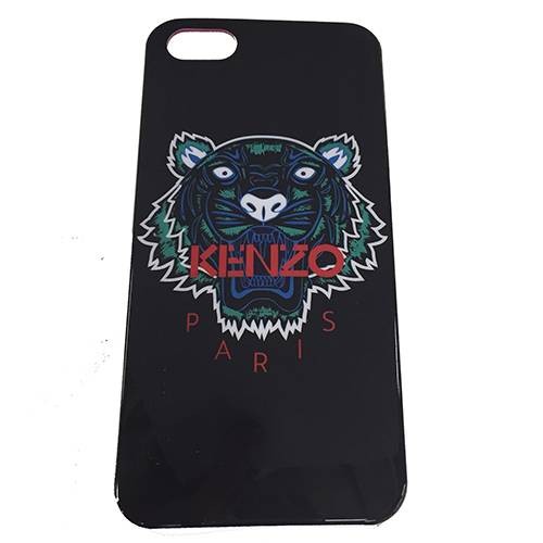 Гелевый чехол накладка Kenzo для iPhone SE / 5S / 5 фирменный тигр (черный)