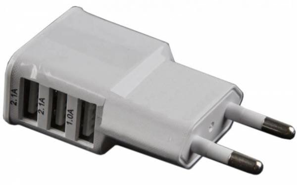 Сетевой адаптер с 3 USB портами 2.1A для смартфонов и планшетов (белый)