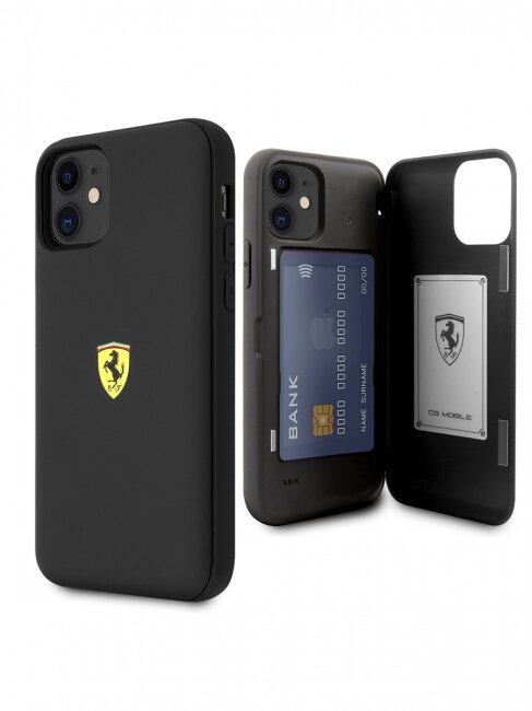 Чехол-накладка для iPhone 11 Ferrari On-Track Сardslot Magnetic Hard TPU/PC Black (FESOPHCN61BK)