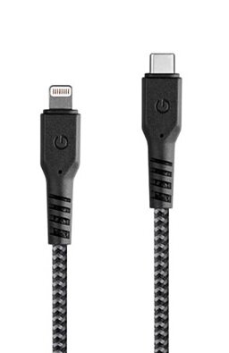 Кабель EnergEA FibraTough USB-C - Lightning MFI Black, 30 см (CBL-FTCL-BLK030)