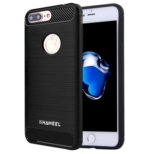 Гелевый чехол HAWEEL для iPhone 7 Plus / 7+ / 8 Plus / 8+ с карбоновыми вставками и усиленным корпусом (Black)