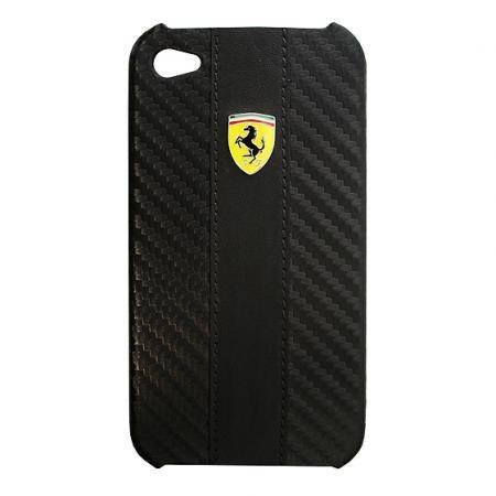 Карбоновый чехол накладка для iPhone 4/4S Ferrari Hard Challenge, Black (FECHIP4G)