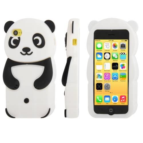 Объемный 3D чехол панда для iPhone 5C Panda style (черно-белый)