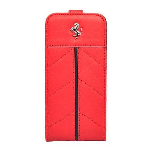 Кожаный чехол Ferrari для iPhone 5/5S California Flip Red с флипом блокнот (красный) FECFFL5R