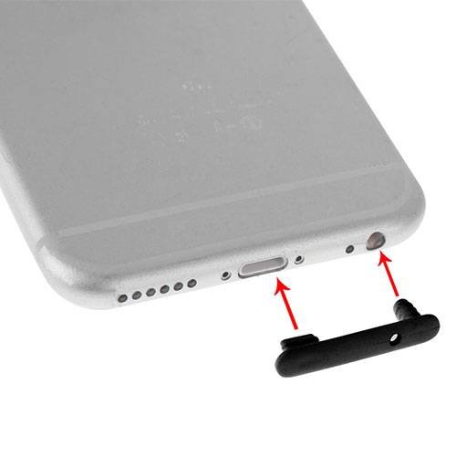 Заглушка Twin для iPhone 6 / 6S (черная) в разъем для зарядки и в разъем для наушников