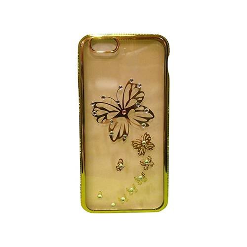 Гелевый чехол со стразами для iPhone 6 / 6S Electroplating Gold "Бабочки"
