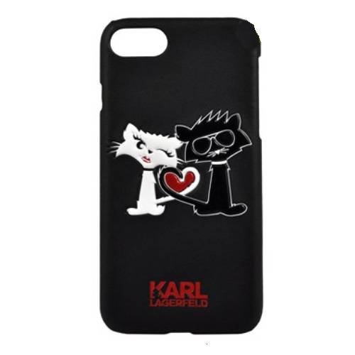 Гелевый чехол для iPhone 7 / 8 Karl Lagerfeld Choupette in love Hard PU Black, KLHCP7CL1BK