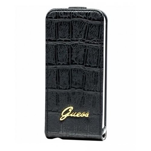 Чехол блокнот с флипом Guess Crocodile Flip Case для iPhone 5 / 5S под кожу крокодила (черный) GUFLP5CMB