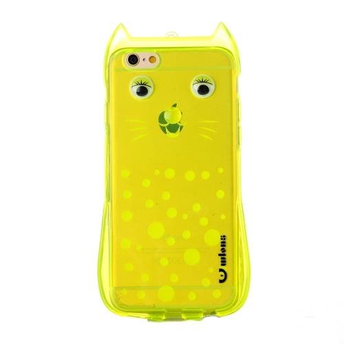 Чехол с ушками для iPhone 6 / 6S Wlons Cat Style 3D с ремешком (Yellow)