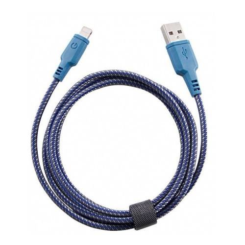 USB кабель EnergEA NyloGlitz для iPhone/iPad 8 pin Lightning MFI, Blue 1.5 метра (CBL-NG-BLU150)