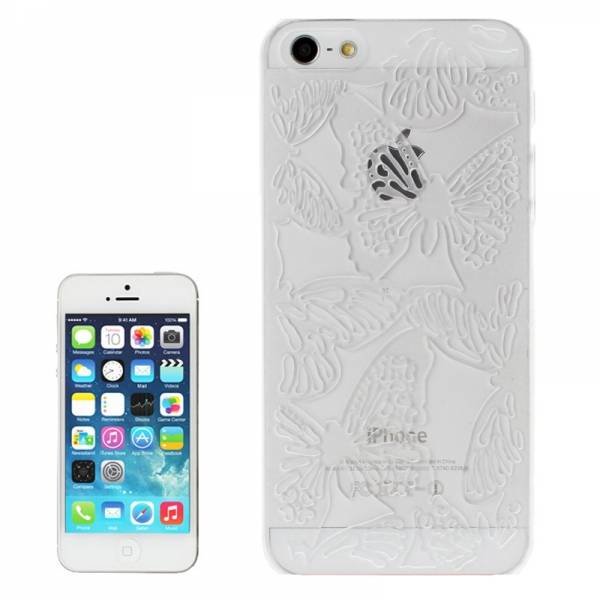 Чехол накладка с резными бабочками для iPhone SE/5/5S ажурный (прозрачный)
