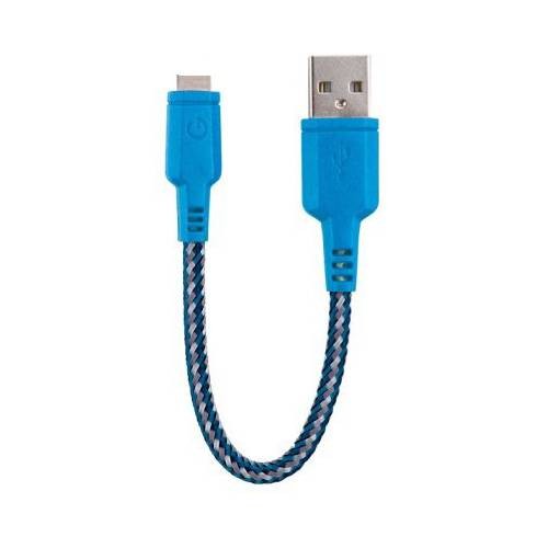 Короткий USB кабель EnergEA NyloGlitz Micro-Usb, Blue 18 см. (CBL-NGAM-BLU018)