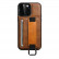 Кожаный чехол Suteni для iPhone 13 с держателем, ремешком на запястье и карманом для карт (Brown) 