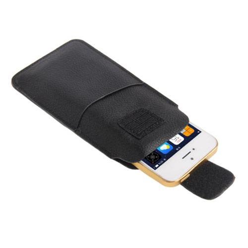 Универсальный кожаный чехол карман для смартфонов 3.5" - 4.5" с креплением на ремень и разъемом под карточки (Black)