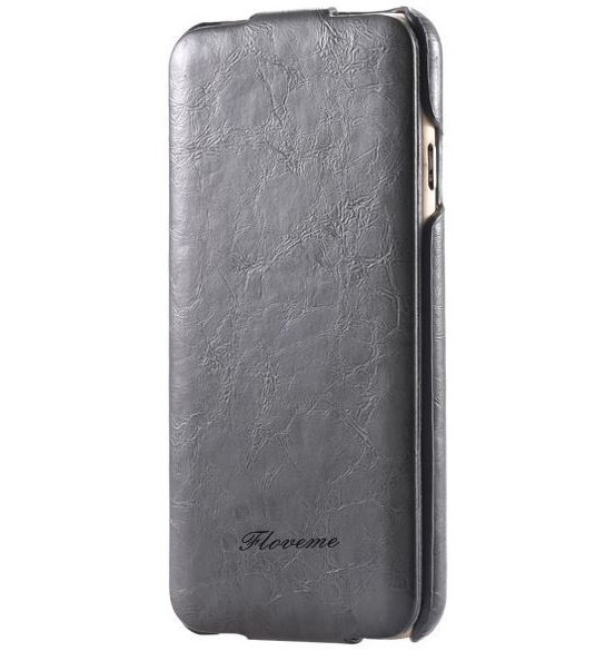 Кожаный чехол с флипом для iPhone 5/5S/SE "блокнот" Floveme Leather Flip Case (Grey)