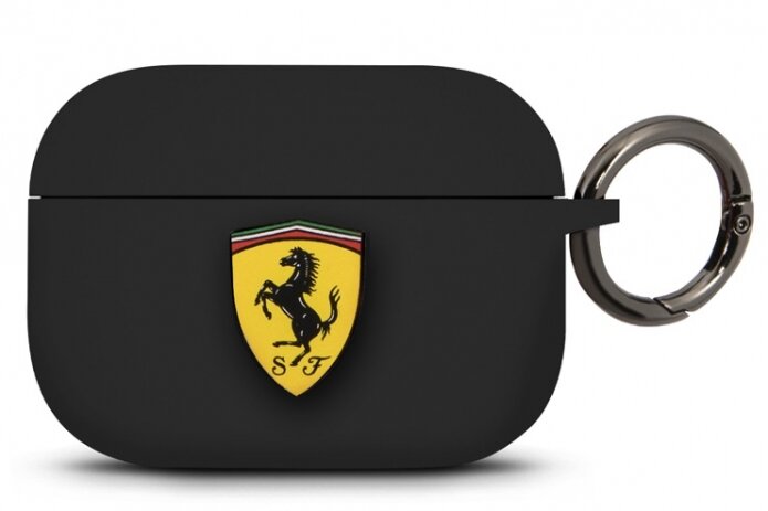 Силиконовый чехол Ferrari Silicone Case с кольцом для AirPods Pro, Black (FEACAPSILGLBK)