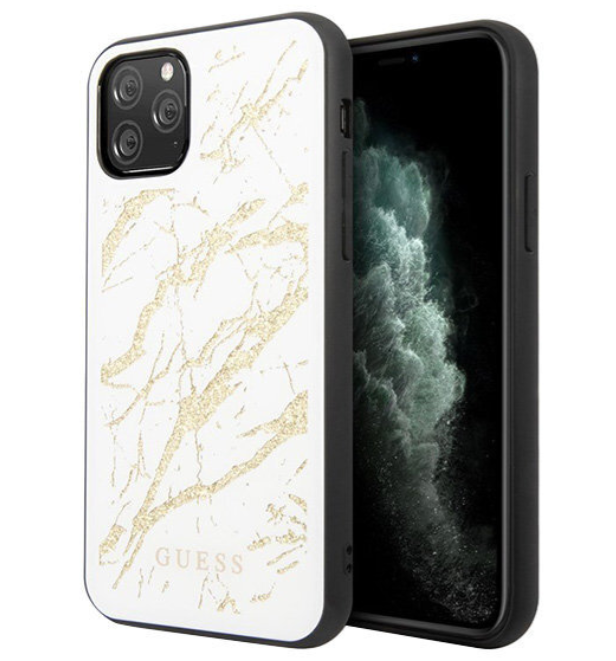 Чехол-накладка для iPhone 11 Pro Guess Double Layer Marble Hard Tempered glass, White (GUHCN58MGGWH)