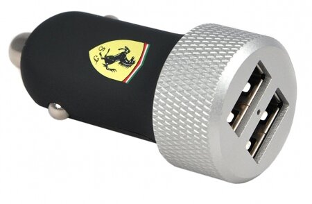 Автозарядка Ferrari 2xUSB 2.1A с двумя USB портами (Black) FERUCCAD2UBL 