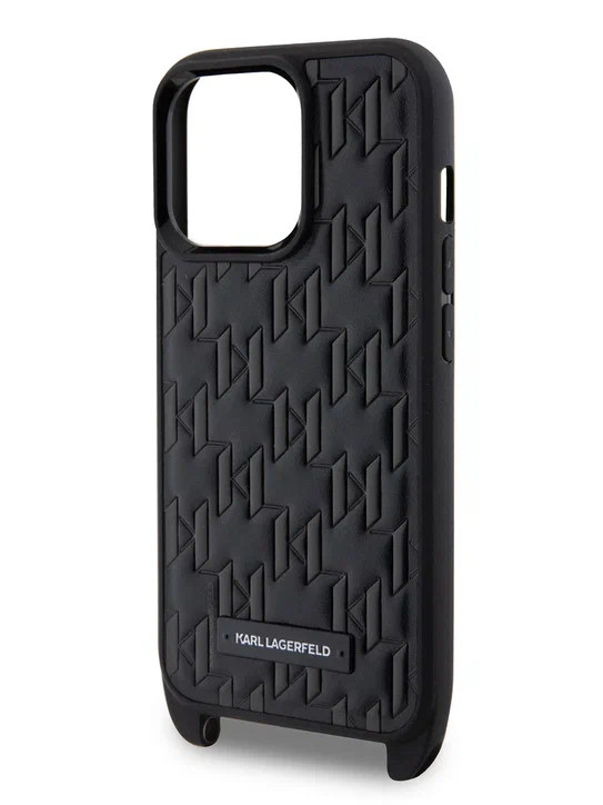 Чехол для iPhone 13 Pro Lagerfeld Crossbody PU Monogram with Strap Hard Black (KLHCP13LSTMMK)