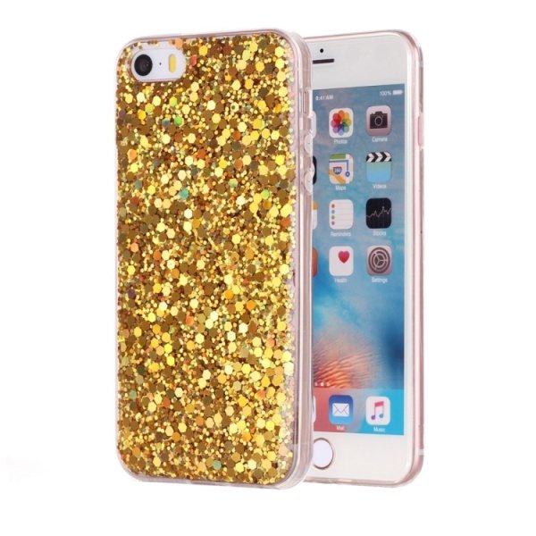 Мерцающий гелевый чехол с блестками для iPhone SE / 5 / 5S Glitter Powder (Gold)