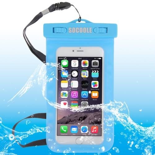 Универсальный водонепроницаемый защитный чехол SOCOOLE WPC-003 для iPhone X / 8 / 8 Plus / 8+ / 7 / 6S / 6 Plus / Samsung Galaxy S3 / S4 / S5 / S6 / Note 4 / Note 3 / Note 2 и др. смартфонов до 6" (голубой)