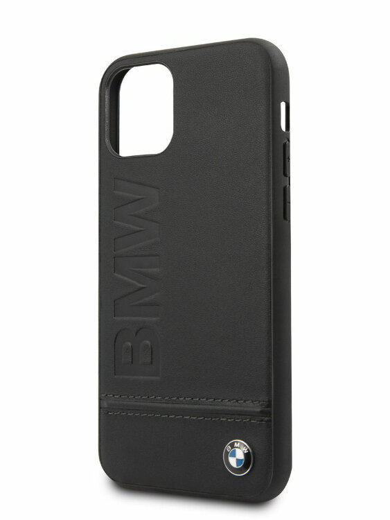 Кожаный чехол-накладка для iPhone 11 Pro BMW Signature Logo Imprint Hard Leather Black (BMHCN58LLSB)