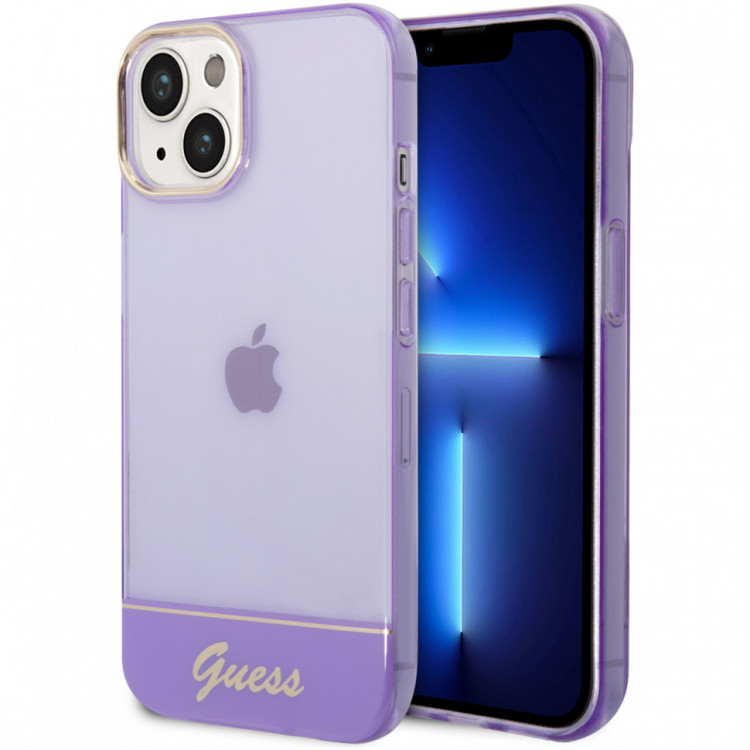 Чехол для iPhone 14 Guess PC/TPU Translucent w Electoplated camera Hard Purple (GUHCP14SHGCOU)