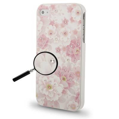 Чехол накладка iPsky со стразами для iPhone 4 / 4S розовые цветы