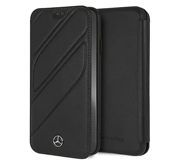 Кожаный чехол-книжка для iPhone X/XS Mercedes New Organic I Booktype Leather, Black (MEFLBKPXTHLBK)
