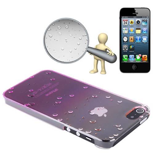 Чехол накладка с каплями Raindrops для iPhone 5/5S (прозрачно-розовый)