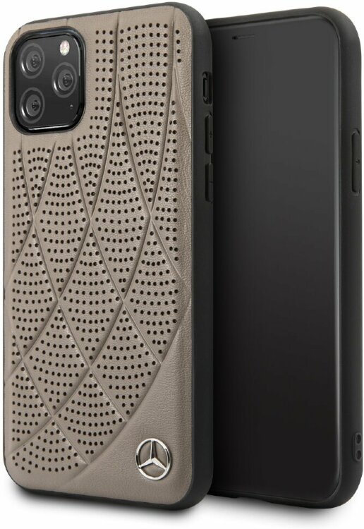 Кожаный чехол-накладка для iPhone 11 Pro Mercedes Bow Quilted/perforated Hard Leather, Brown (MEHCN58DIQBR)