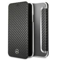 Кожаный чехол-книжка для iPhone XS Max Mercedes Dynamic PU leather Booktype, Black (MEFLBKI65CFBK)