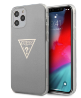 Чехол-накладка для iPhone 12 / 12 Pro (6.1) Guess Metallc effect Triangle logo Hard PC/TPU, Grey (GUHCP12MPCUMPTGR)