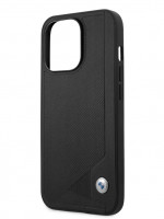 Кожаный чехол для iPhone 13 Pro BMW Signature Genuine Seat Debossed Hard Black (BMHCP13LRCDPK)
