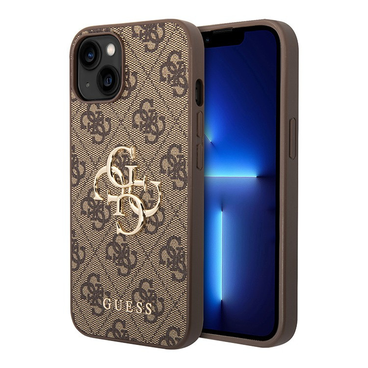 Чехол для iPhone 14 Guess PU 4G Big metal logo Hard Brown (GUHCP14S4GMGBR)