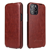Кожаный чехол с вертикальным флипом для iPhone 13 Pro Fierre Shann (Brown)