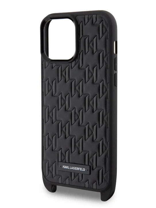 Чехол для iPhone 13 Pro Max Lagerfeld Crossbody PU Monogram with Strap Hard Black (KLHCP13XSTMMK)
