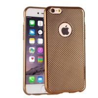 Гелевый глянцевый чехол Lattice для iPhone 6/6S с решётчатой фактурой (Gold)