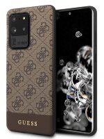 Чехол-накладка для Galaxy S20 Ultra Guess 4G PU Stripe Metal Logo Hard Grey (9GUHCS69G4GLGR)